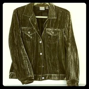 Chico's Silk Velvet Green Jacket size 0